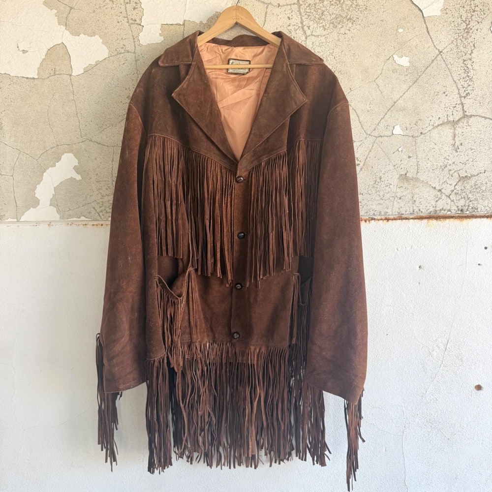 Vintage 70s Suede Fringe Jacket Western Cowboy Tassel Leather Coat Pypsa Mexico